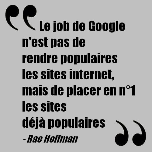 Phrase de Rae Hoffman sur Google reprise par l'Institut du contenu