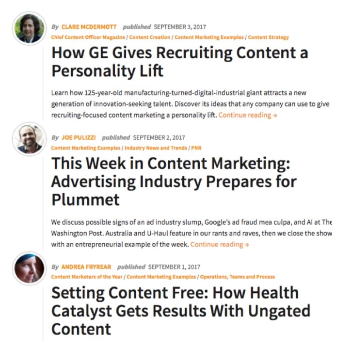 exemples de titres du Content Marketing Institute